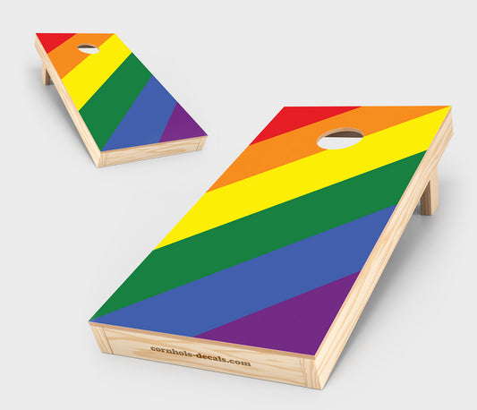 Gay Pride Angled Flag Cornhole Set