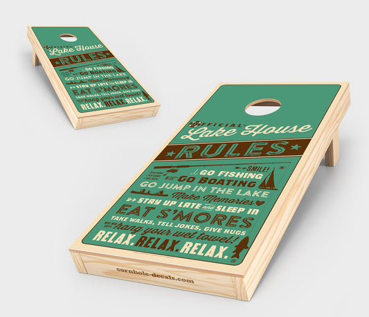 Lake House Rules Cornhole Board Set