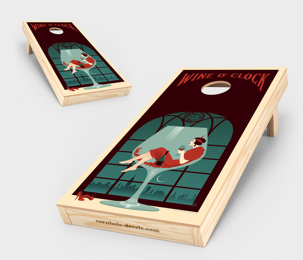 Wine O’Clock Cornhole Board Set